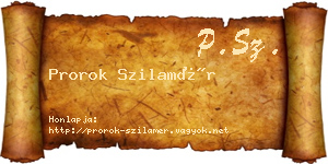 Prorok Szilamér névjegykártya